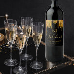60 fabulous birthday black gold glitter sparkle wine label<br><div class="desc">Simple and elegant 60th birthday wine label. A classic black background decorated with faux gold glitter drips, paint dripping look. With the text: 60 and fabulous. Personalise and add a name and a date. Date of birth or the date of the party. Golden coloured text. The word Fabulous is written...</div>
