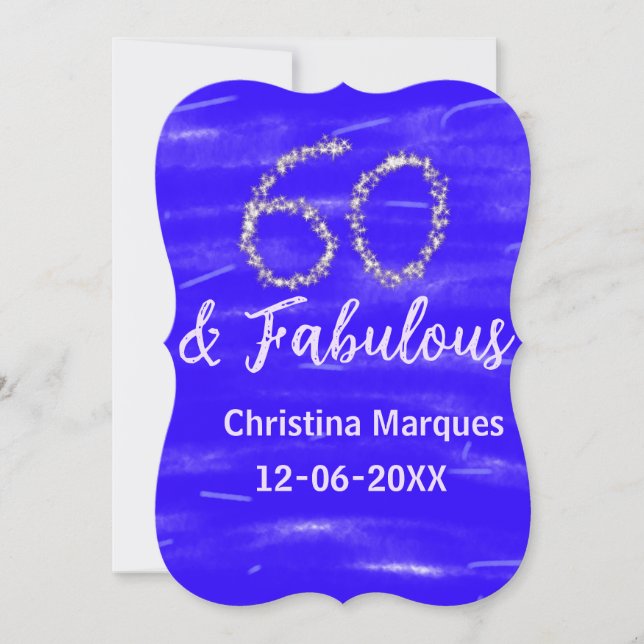60 & fabulous birthday blue silver add name date (Front)