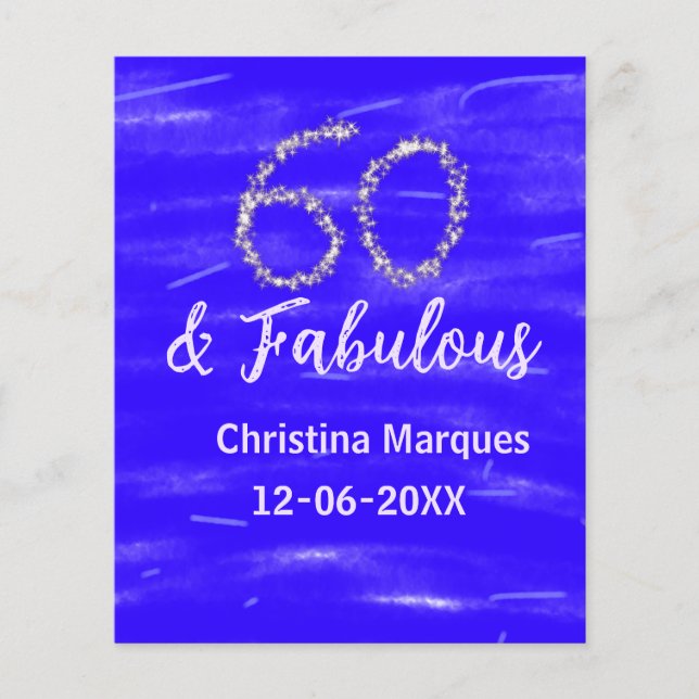 60 & fabulous birthday blue silver add name date (Front)