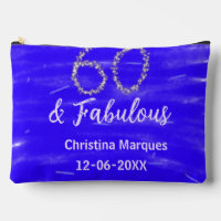 60 & fabulous birthday blue silver add name date