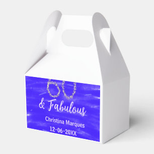 60 & fabulous birthday blue silver add name date favour box