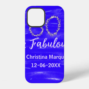60 & fabulous birthday blue silver add name date iPhone 12 case
