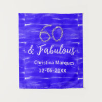 60 & fabulous birthday blue silver add name date