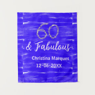 60 & fabulous birthday blue silver add name date tapestry