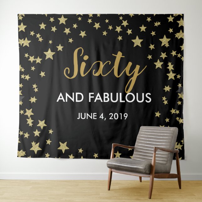 60 & Fabulous birthday Photo Booth backdrop banner Tapestry (In Situ (Horizontal))