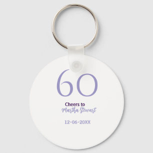60 & fabulous birthday purple bold name date styli key ring