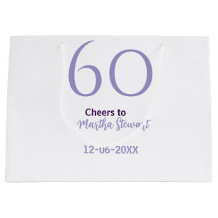 60 & fabulous birthday purple bold name date styli large gift bag