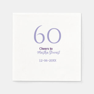 60 & fabulous birthday purple bold name date styli napkin