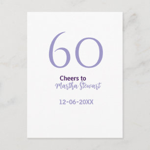 60 & fabulous birthday purple bold name date styli postcard