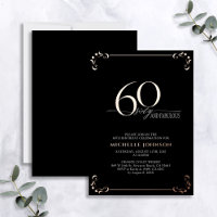 60 & Fabulous Black Rose Gold Calligraphy Birthday