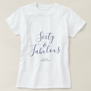 60 Fabulous Blue Custom Name 60th Birthday Gift T-Shirt