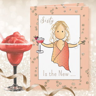 60 Fabulous Female Cartoon Margarita 60th Birthday Card