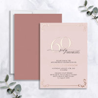 60 & Fabulous Pink Rose Gold Calligraphy Birthday
