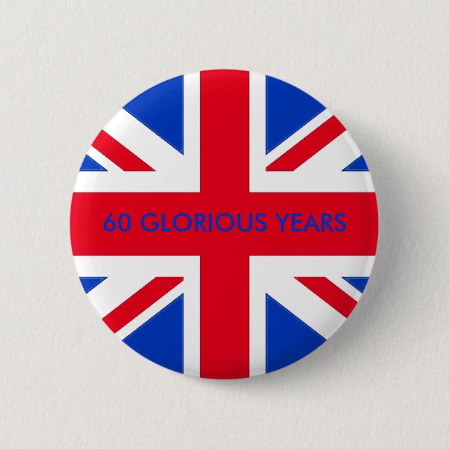 60 GLORIOUS YEARS 6 CM ROUND BADGE (Front)