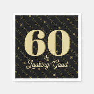 60 & Looking Good Gold Birthday Napkin