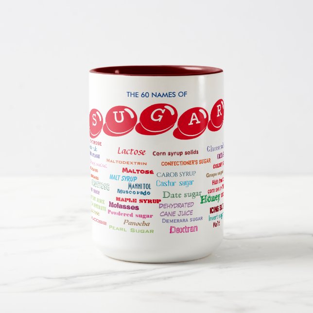 60 Names of Sugar Two-Tone Coffee Mug (Center)