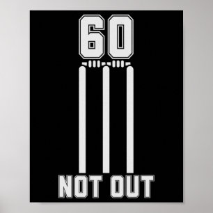 60 Not Out Cricket Jersey 60 Runs Cricket 60th Bir Poster