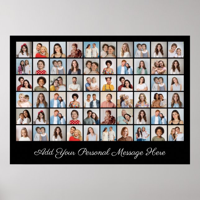 60 Photo Collage Add Your Own Greeting Poster (Front)