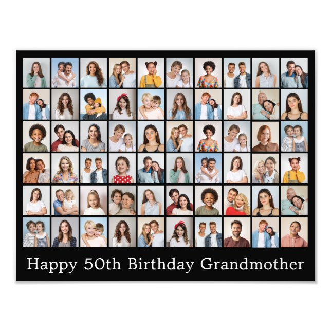 60 Photo Collage Add Your Own Greeting Print (Front)