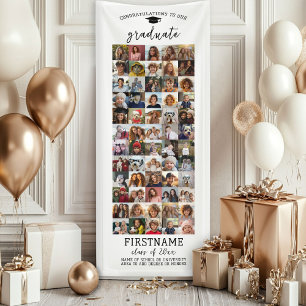 60 Photo Collage Graduation Modern Minimal White Banner