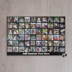 60 Photo Collage Grid - Script Text - hot pink Jigsaw Puzzle