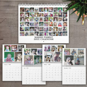 60 Photo Custom Modern Family Collage - 2024 Calendar