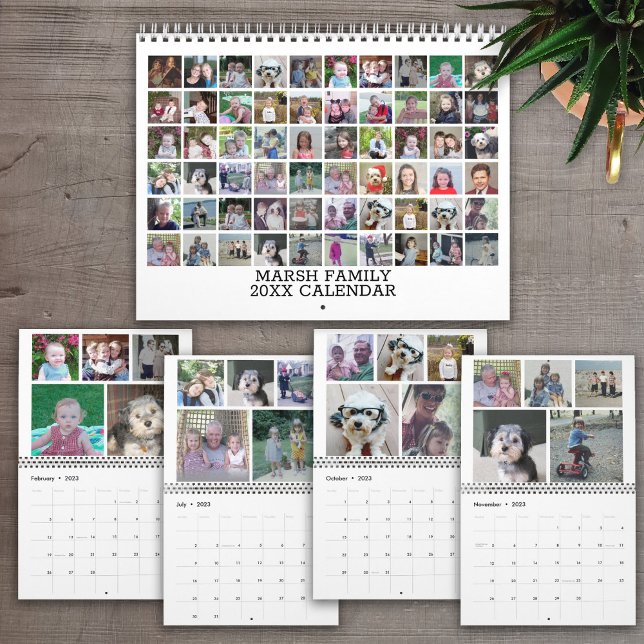 60 Photo Custom Modern Family Collage - 2024 Calendar (Creator Uploaded)