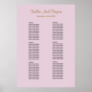60 Purple/Blush Simple Wedding Seating Chart