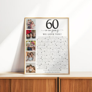 60 Reasons We Love You Birthday or Anniversary Poster