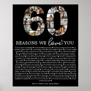 60 Reasons We Love You Photo Collage Keepsake Gift Poster