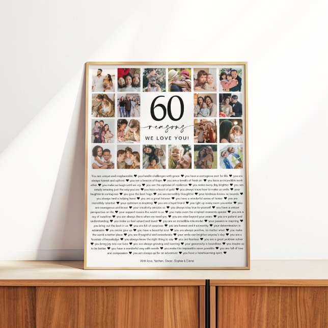 60 Reasons We Love You Photo Collage Keepsake Gift Poster (Creator Uploaded)
