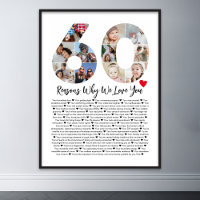 60 Reasons Why We Love You 60th Birthday Collage