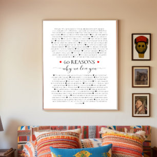 60 reasons why we love you 70th 60th birthday gift poster