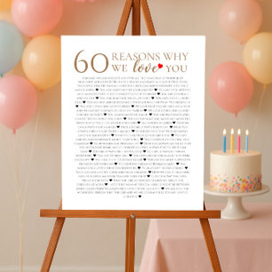 60 reasons why we love you 70th 75th birthday gift poster
