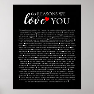60 reasons why we love you 80th 60th birthday 40th poster