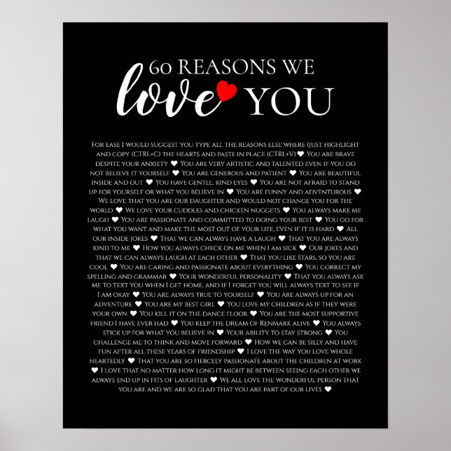 60 reasons why we love you 80th 60th birthday 40th poster (Front)