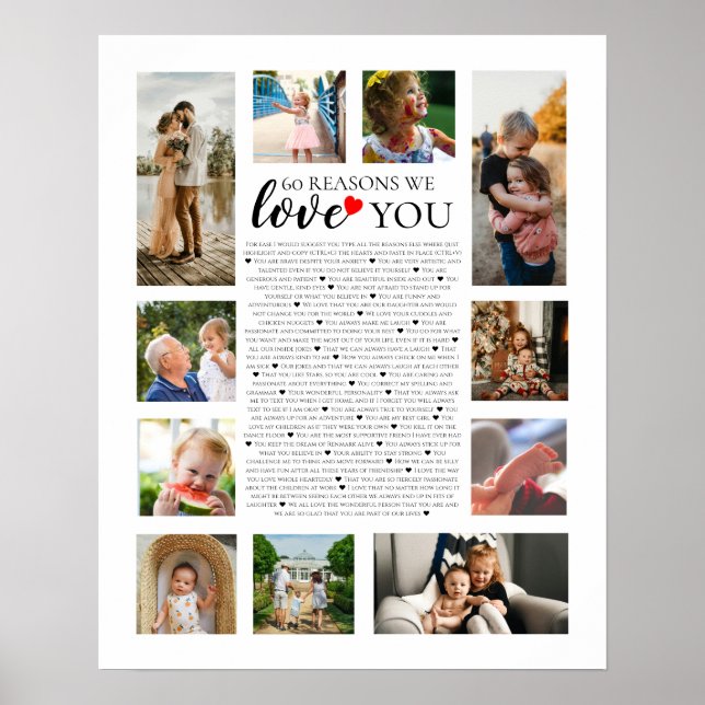 60 reasons why we love you 80th 60th birthday 40th poster (Front)