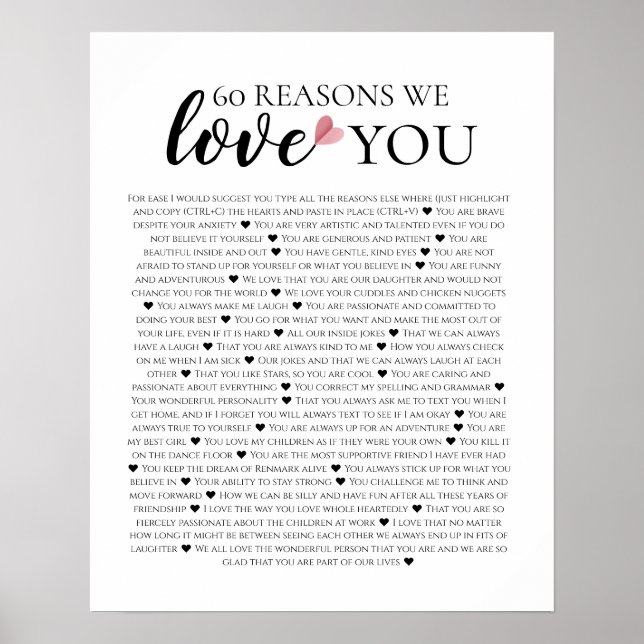 60 reasons why we love you 80th 60th birthday 40th poster (Front)