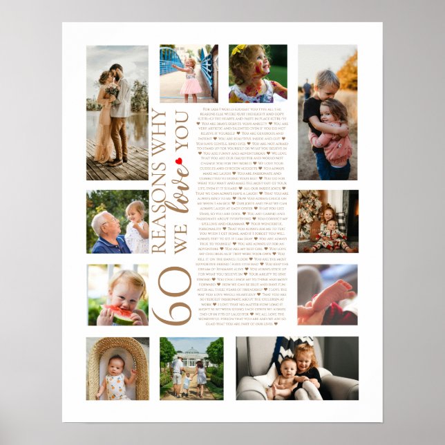 60 reasons why we love you photo collage birthday poster (Front)