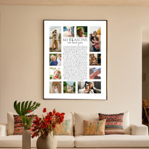 60 reasons why we love you photo collage poster