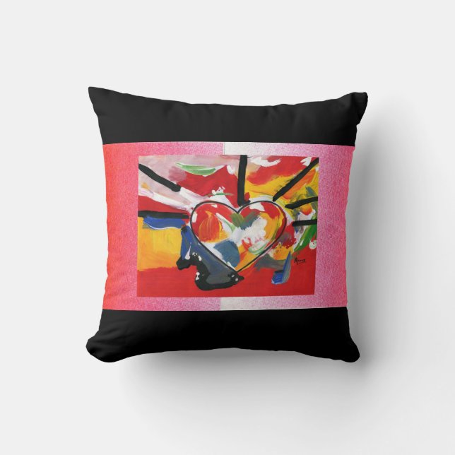 60"s Peter Max art style heart Pillow (Front)