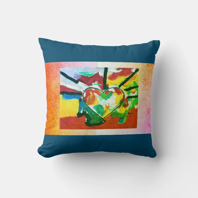60"s Peter Max art style heart Pillow (Front)