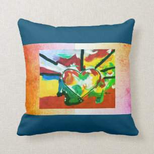60"s Peter Max art style heart Pillow