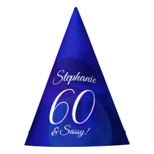 60 & Sassy Elegant Royal Blue Birthday Party Hat