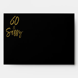 60 & Sassy Gold Return Address Printed on Back Envelope