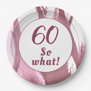 60 so What Burgundy Tulip 60th Birthday Floral Paper Plate