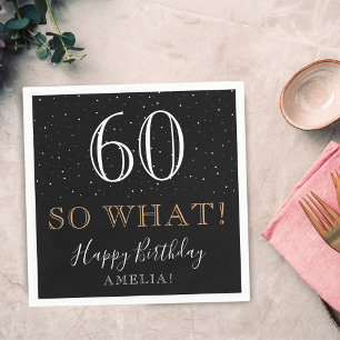60 So what Funny Black Elegant 60th Birthday Party Napkin