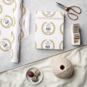 60 So what Funny Laurel Wreath Crown 60th Birthday Wrapping Paper