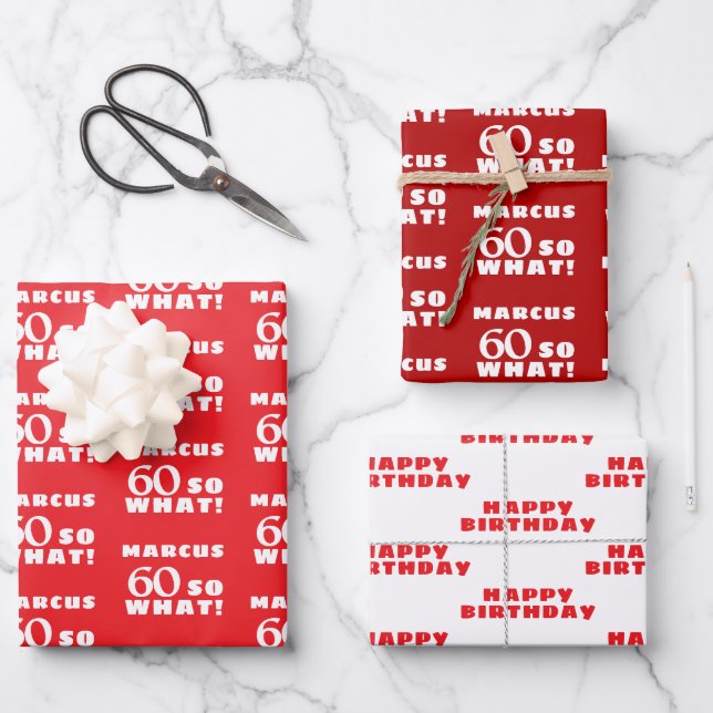 60 so what Funny Quote Typography 60th Birthday Wrapping Paper Sheet (Front)