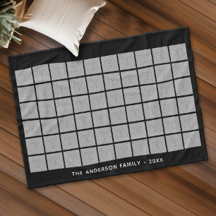 60 Square Photo Collage with Simple Text Fleece Blanket